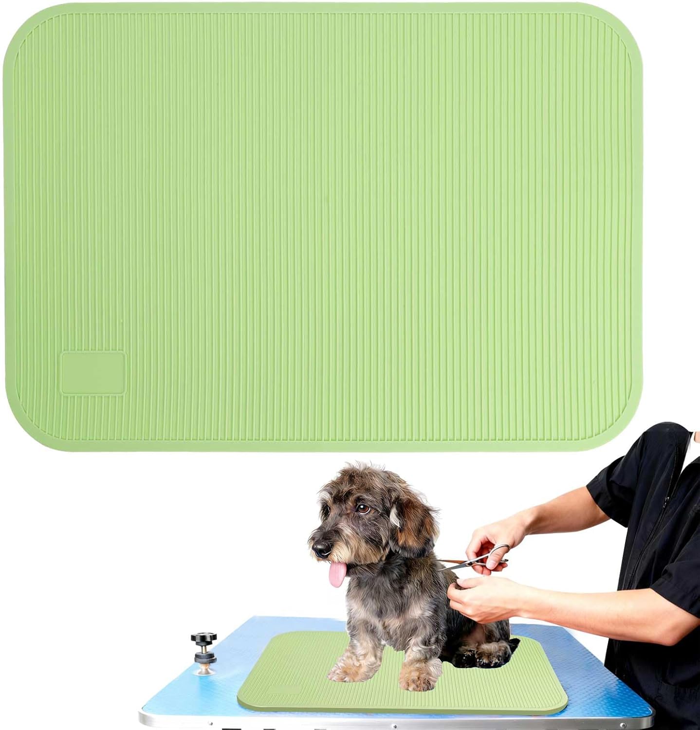 Dog Grooming Table Mat Pad Non Slip，Silicone Durable Premium Non-Slip Dog Bath Mat，Slip Mat - Bathing Mat for Pets，22.45inchX15.75inch (Green)