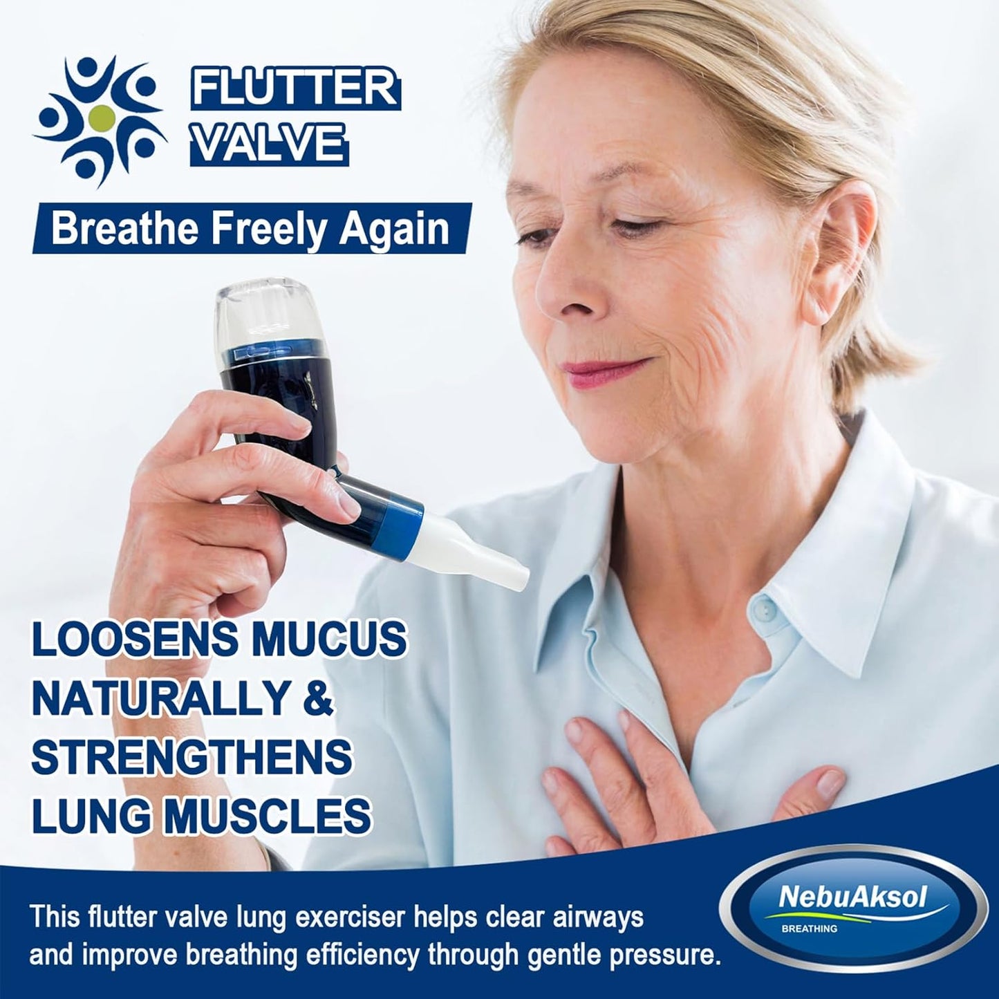 Flutter Valve, Breathing Exercise Device for Lungs, Adjustable Resistance Natural Mucus Clearance, Portable Lung Exerciser Device | Breathing Trainer