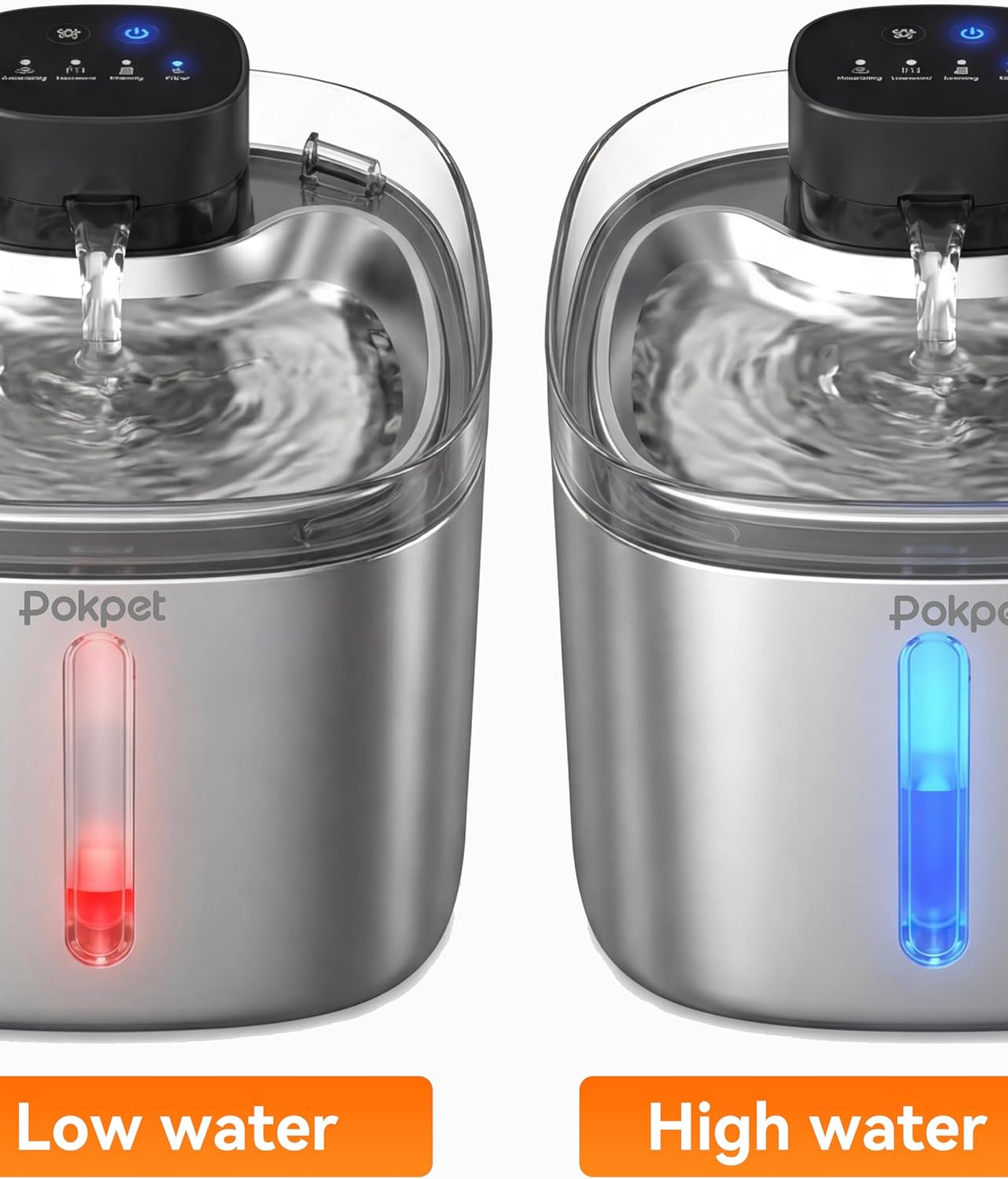 Water Fountain for Cats & Dogs 5L/169fl.oz Stainless Steel Wireless Cordless Pet Drinking Water Dispenser Cat Fountain for Indoor Outdoor &1Filter