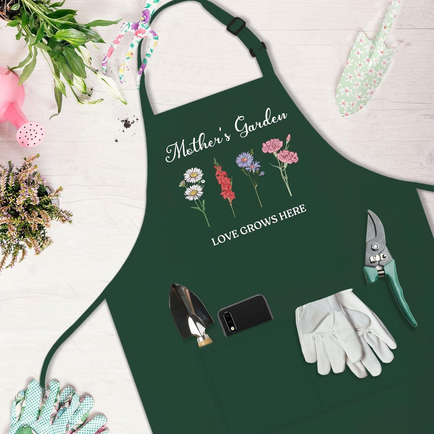 Garden Aprons for Mom, Mothers Day Apron Gifts for Mother Wife, Gardening Gifts for Gardeners, Kitchen Cooking Apron