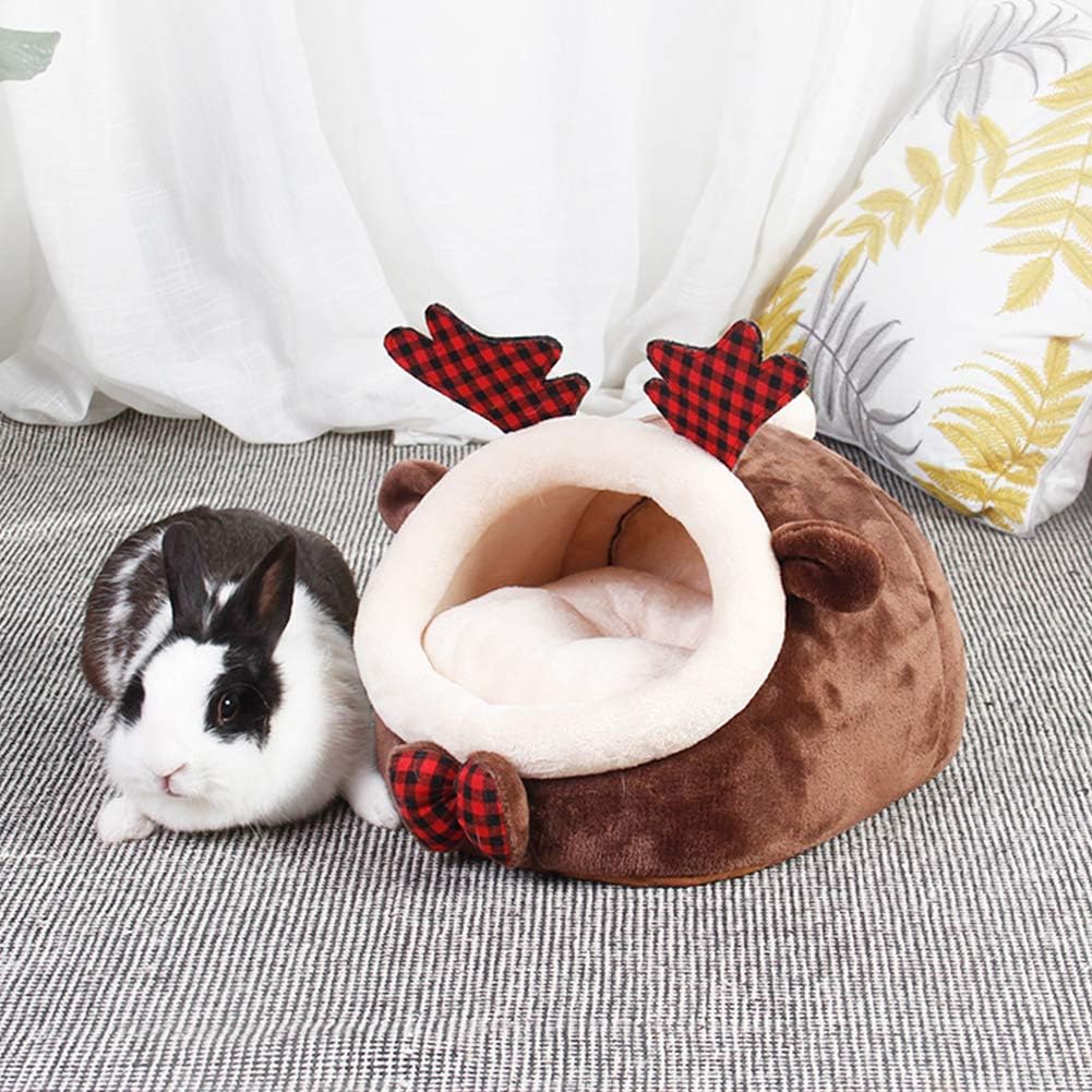 Hamster Bed Houses and Hideouts Small Animal Pet Cave Bed Cage Nest Accessories for Hamster Guinea Pig Hedgehog Chinchilla (Brown Small)