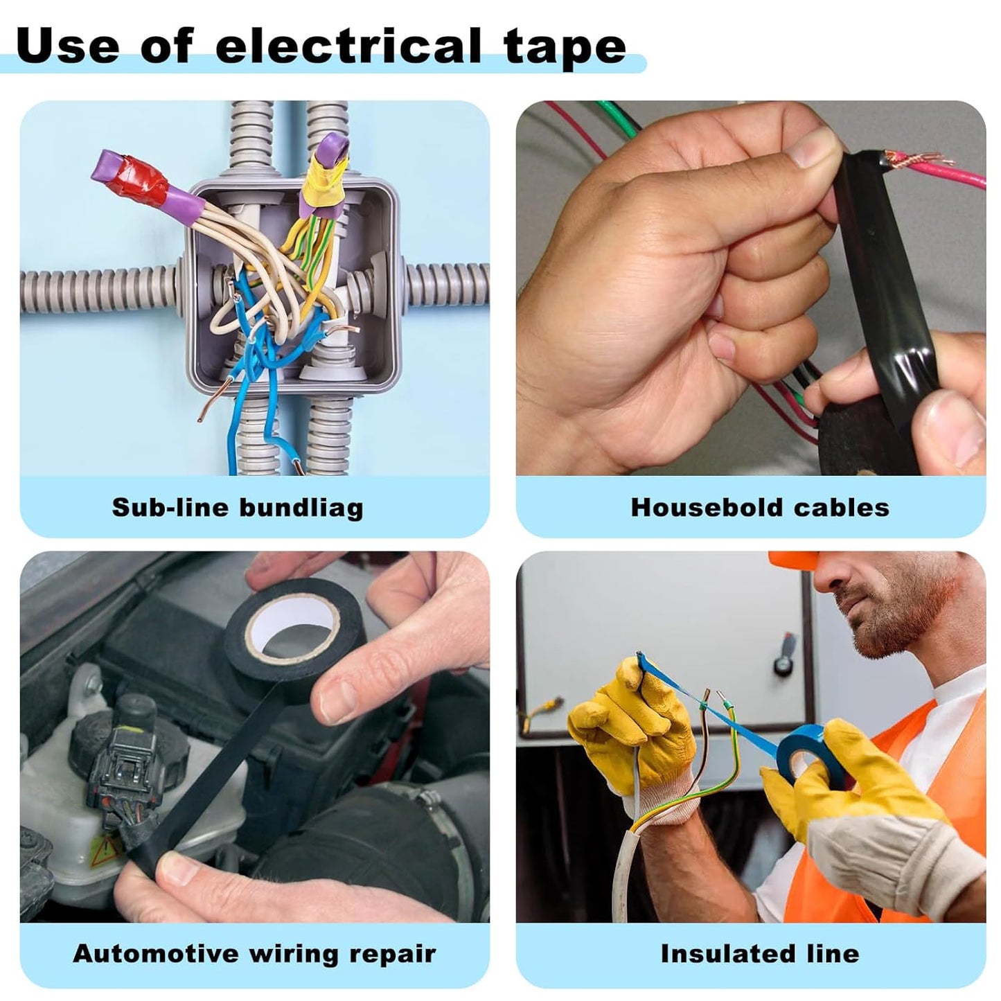 Romeda 9 Pack Coloured Electrical Tape, Electrical Tape Colours Water, Sun, and Oil Resistant, Suitable for Most Domestic, Commercial, and Industrial environments.