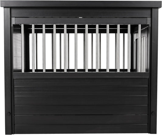 New Age Pet ECOFLEX InnPlace Dog Crate & End Table, Indoor Furniture Style Pet Kennel for Small, Medium, Large & XL Dogs, Durable Composite, Espresso Black, Medium