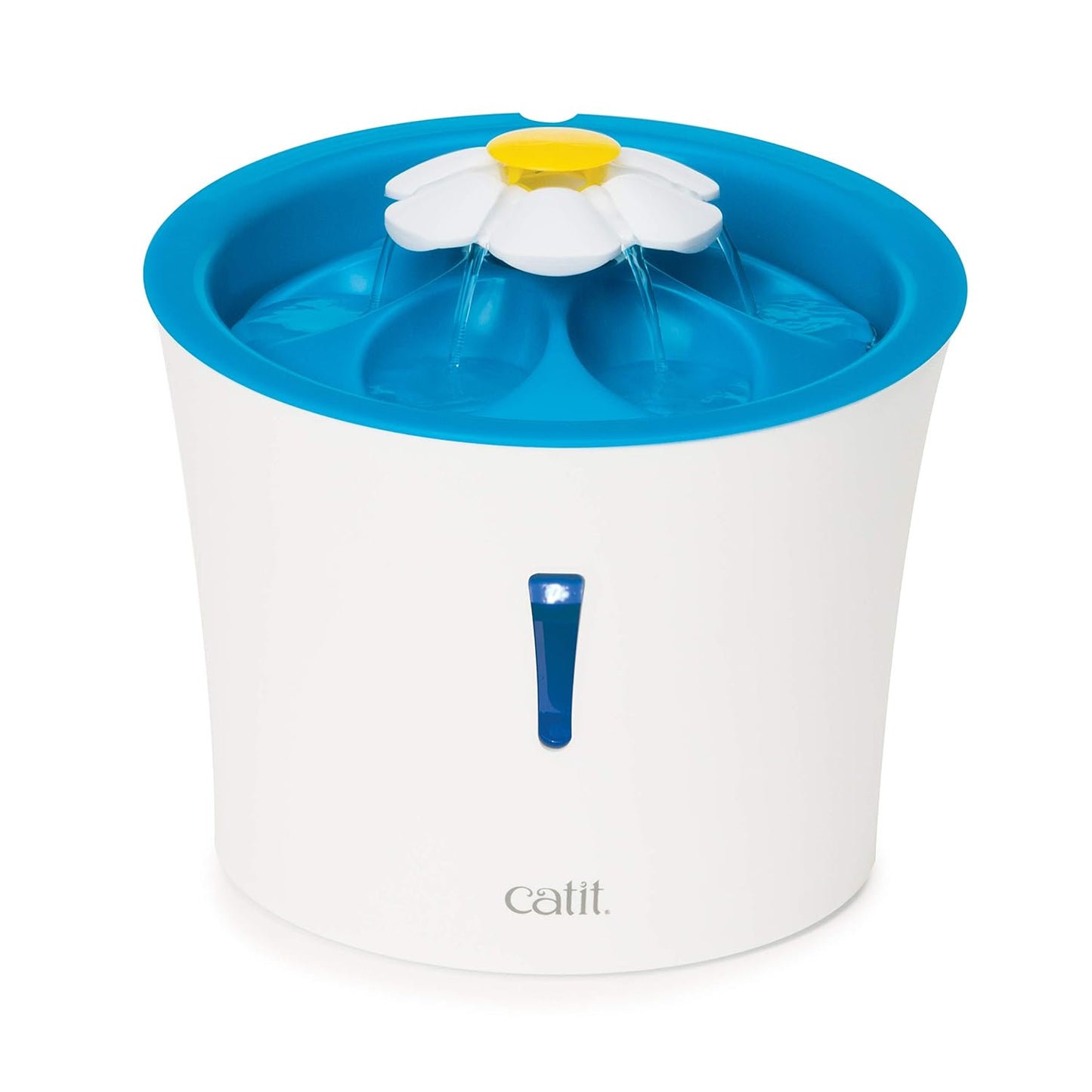 Catit LED Flower Fountain with Set of 5 Triple Action Filters, Cat Drinking Water Fountain, Blue, 3 L