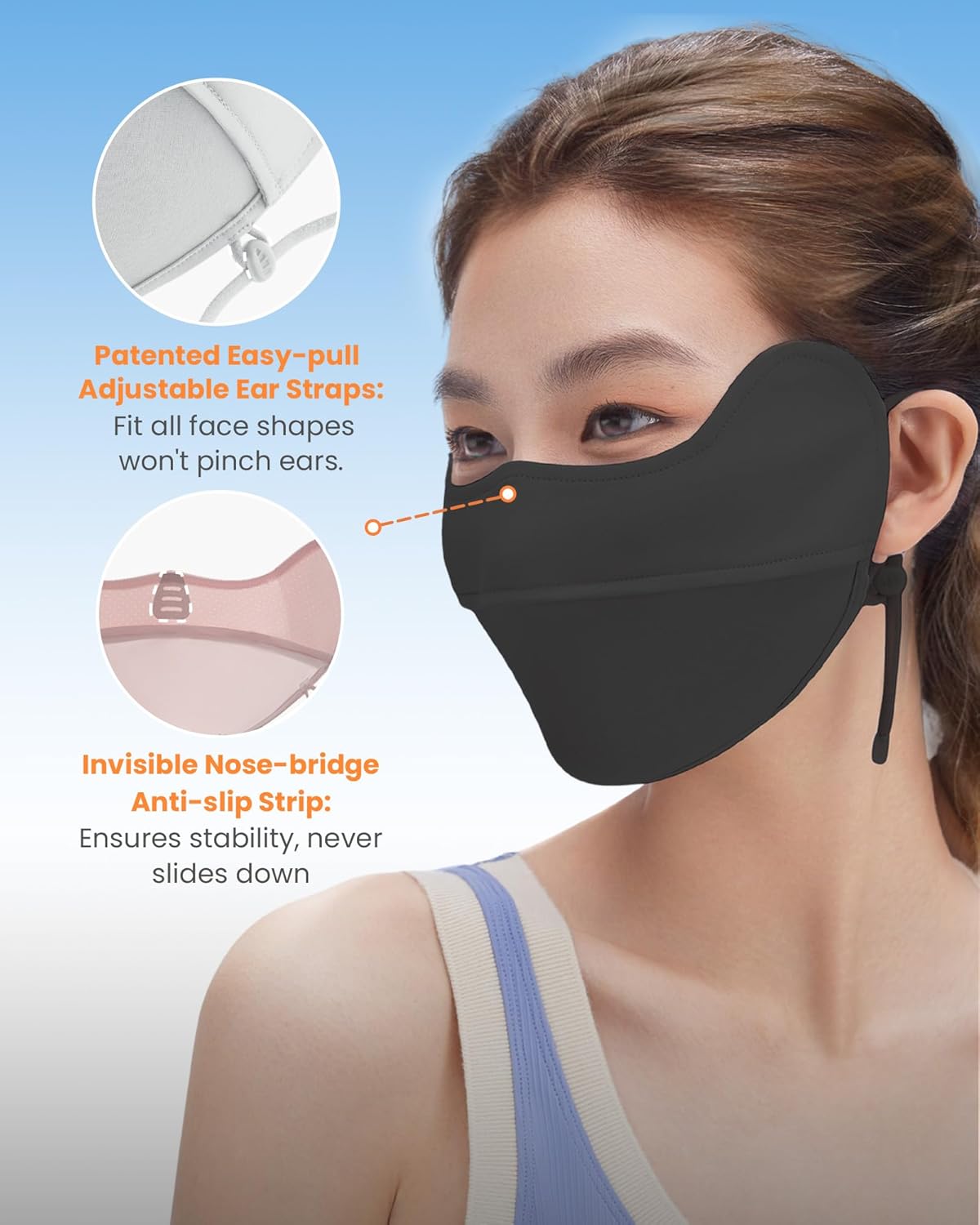 BENEUNDER UV Sun Protection Face Cover/Neck Gaiter Scarf UPF50+ Breathable Cooling for Summer Outdoor Activities Reusable