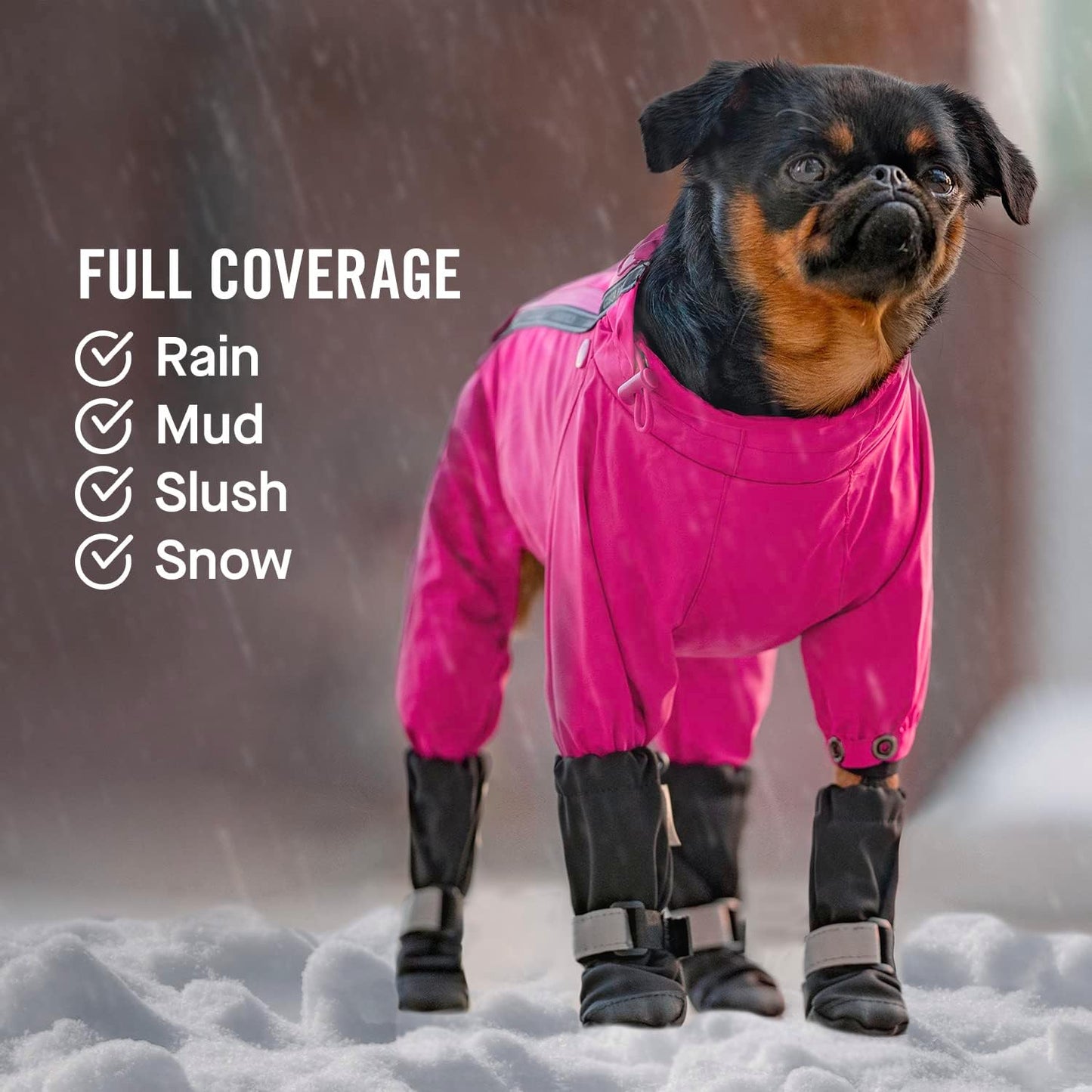 Canada Pooch Dog Winter Boots - Paw Protection, Anti-Slip Dog Shoes with Reflective Strap, Easy On for Small Medium Large Dog Booties - Black, Size 1