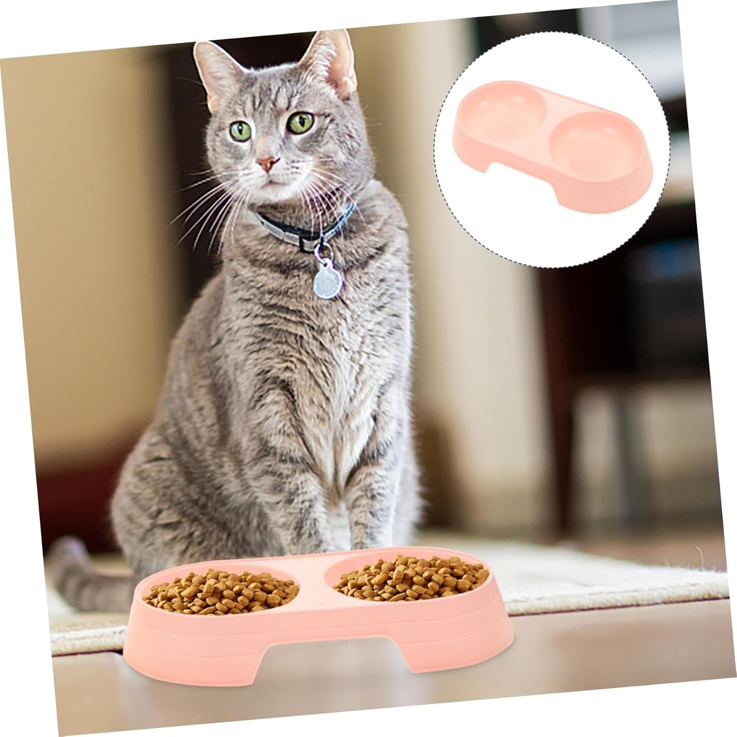 Luxshiny 8pcs Tip Double Cat Feeding Bowls Candy Color Plastic Pet Food and Water Dishes with Stable Design Easy to Clean Suitable Height for Healthy Eating Posture