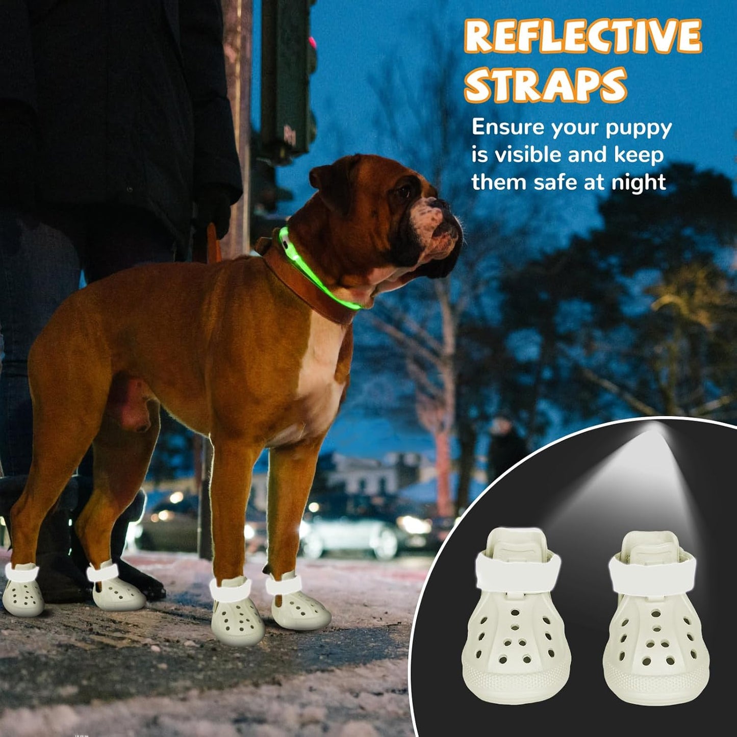Dog Shoes for Medium Large Size, Breathable Dog Shoe for Hot Pavement, Dog Booties and Paw Protectors, Non-Slip Waterproof Dog Sandals Boots with Reflective for Rain, Summer, Hiking, Snow (Size 4)