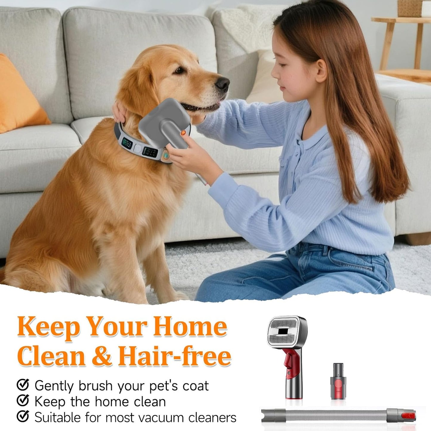 Pet Dog Grooming Attachment Kit, Deshedding Brush Attachment for V15, V11, V10, V8, V7 – Effective Grooming & Cleaning – Hair Grooming Tools for Dog and Cat, 3 Pack