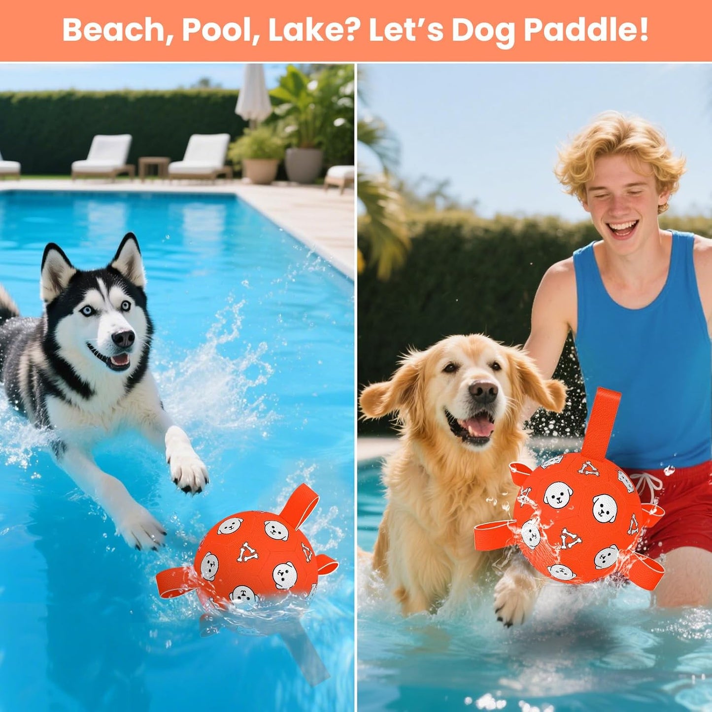 Dog Soccer Ball, Durable Dog Soccer Ball with Straps, Outdoor Puppy Toys for Small Medium Dogs, 6 Inch