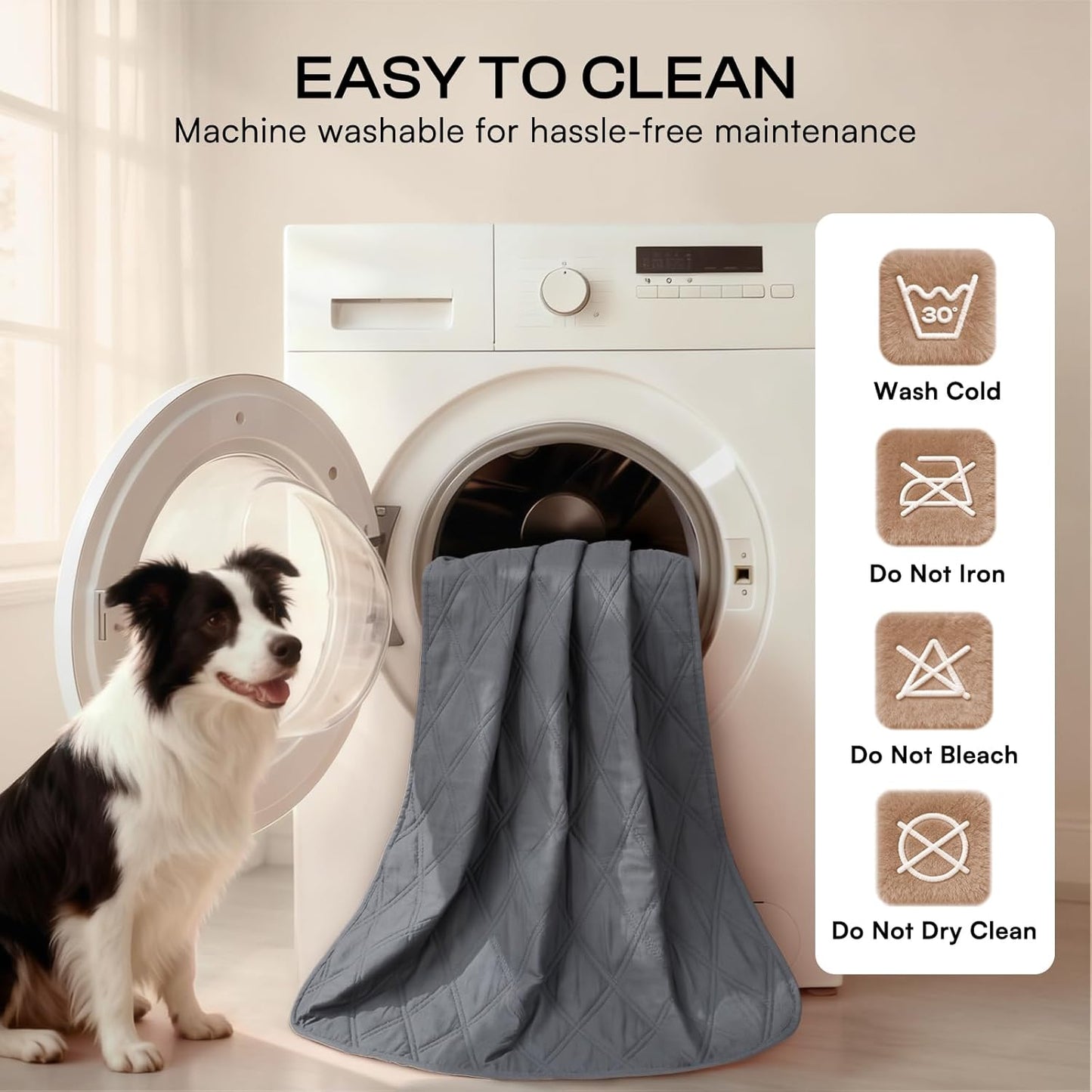 Luciphia 100% Waterproof Couch Cover Blanket for Dogs Anti-Slip Pet Couch Protector Sofa Mat Puppy Cat with Non-Slip Bottom, Grey, 40x50 Inch
