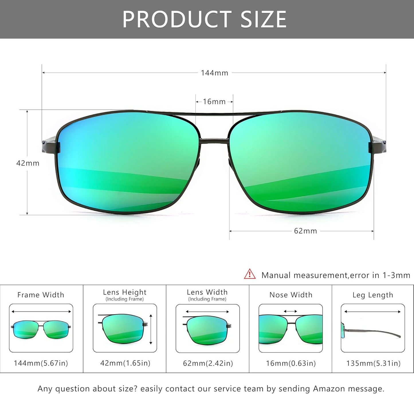 SUNGAIT Ultra Lightweight Rectangular Polarized Sunglasses Men UV400 Protection