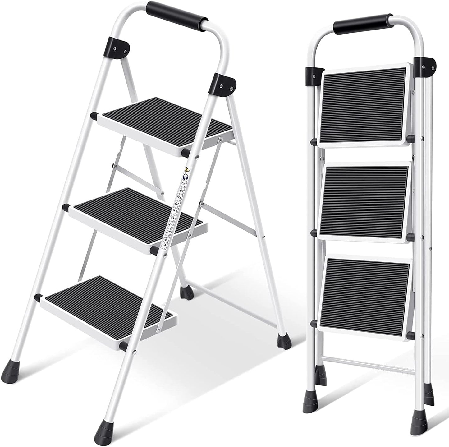 Simpli-Magic 3-Step Ladder, 350 LBS Capacity Folding Step Stool – Anti-Slip Wide Steps & Handgrip – ANSI Certified Lightweight & Durable Steel Stepping Stool for Kitchen, Home, Office & Garage