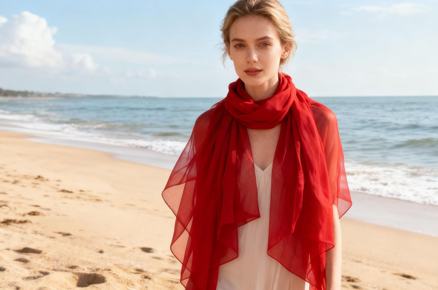 INOGIH Chiffon Scarf Sheer Wrap for Women Lightweight Soft Summer Silky Scarf for Wedding Evening Dresses Dating Travel