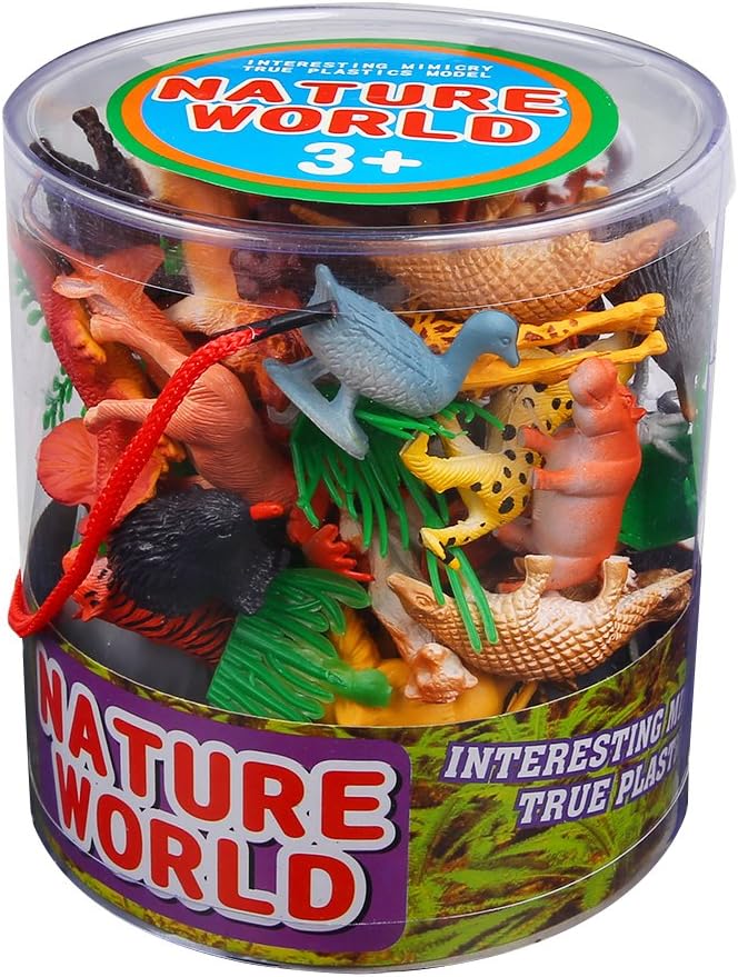 Animals Figure,54 Piece Mini Jungle Animals Toys Set With Gift Box,ValeforToy Realistic Wild Animal Learning Party Favors Toys For Boys Girls Kids Toddlers Forest Small Farm Animals Toys Playset