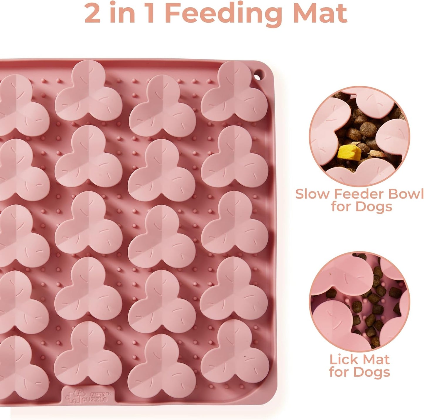 Puzzle Feeder Snuffle Mat for Dogs, Lick Mat for Dogs to Slow Down Eating, Dog Puzzle Toys for Large and Medium Breed Dogs, Silicone Dog Bowls for Dry, Wet, Raw Food, Pink
