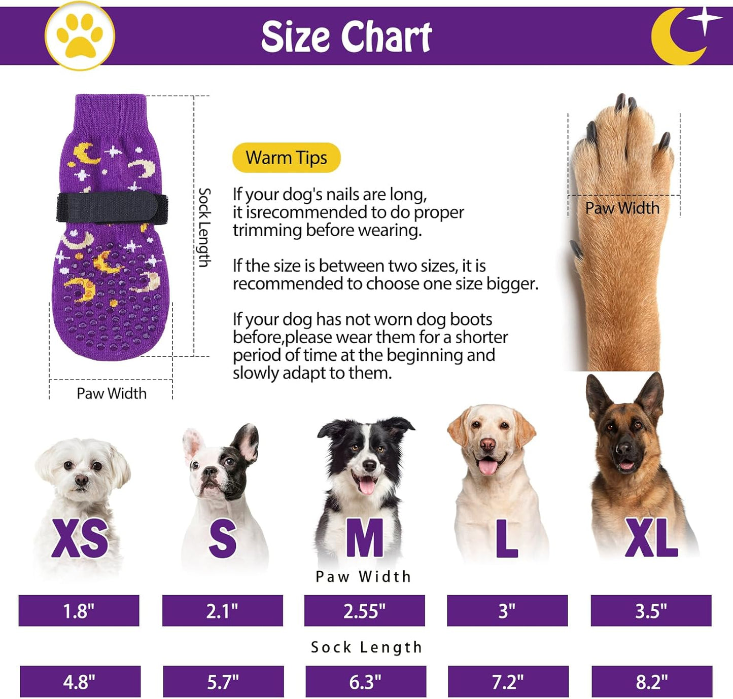 SCENEREAL Anti Slip Dog Socks to Prevent Licking Paws for Hardwood Floors, Double Sides Dog Shoes Boots & Paw Protectors for Hot/Cold Pavement, Dog Grippy Booties for Small Medium Large Senior Dogs