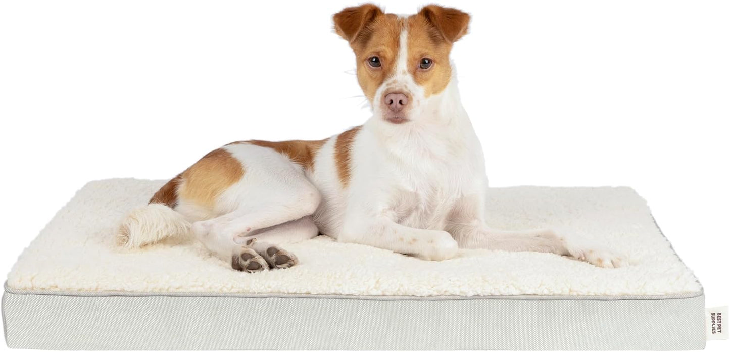 Best Pet Supplies Soft Plush Cute Indoor Dog Bed for Small, Medium, and Large Breeds - Beige, 24x16x3