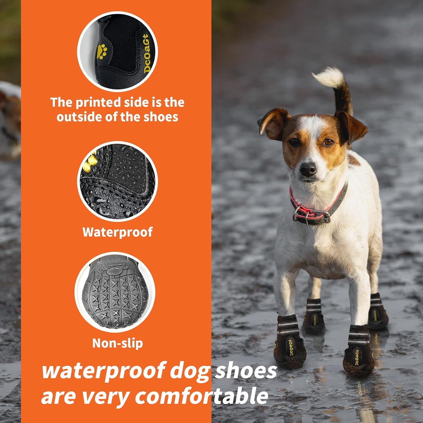 DcOaGt Dog Shoes for Large Dogs, Anti-Slip Dog Boots & Paw Protectors for Hot Pavement Summer Snow Hiking Walking, Waterproof Breathable and Reflective Dog Booties for Large Size Dogs 4PCS
