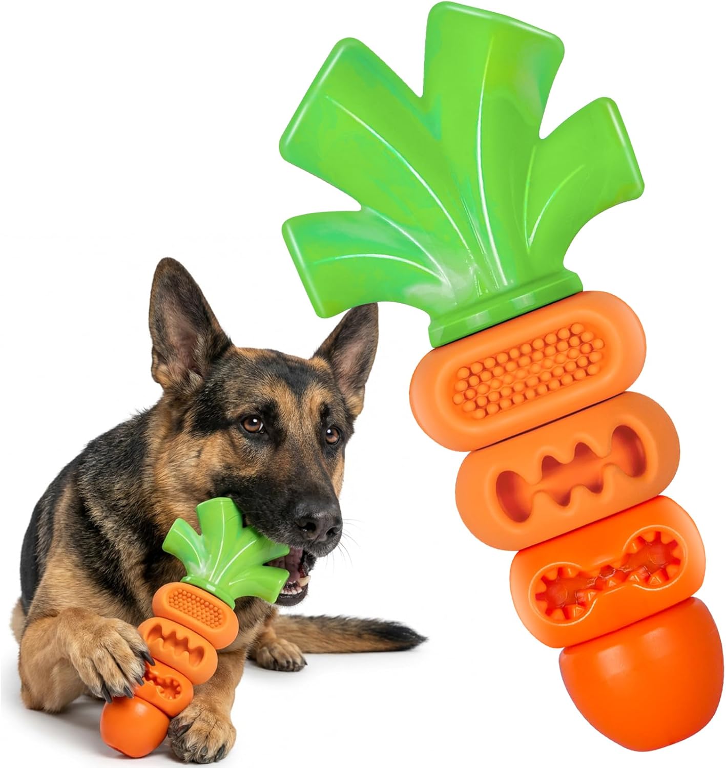 Tough Dog Toys for Aggressive Chewers Medium to Large Breed, Indestructible 7" Nylon & Rubber Carrot, Bacon Flavored Dental Chew Toy for Boredom, Easter Basket Stuffers for Dogs (20-70 lbs)