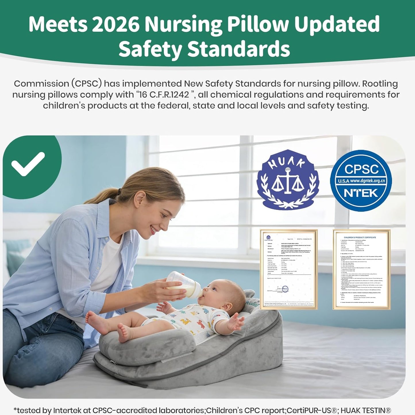 Rootling Baby Feeding Pillow, Anti Overflow Feeding Pillow for Reducing Spit-Up, Safety Nursing Pillow, Baby Lounger Reflux Wedge Breastfeeding, Removable top and Bottom