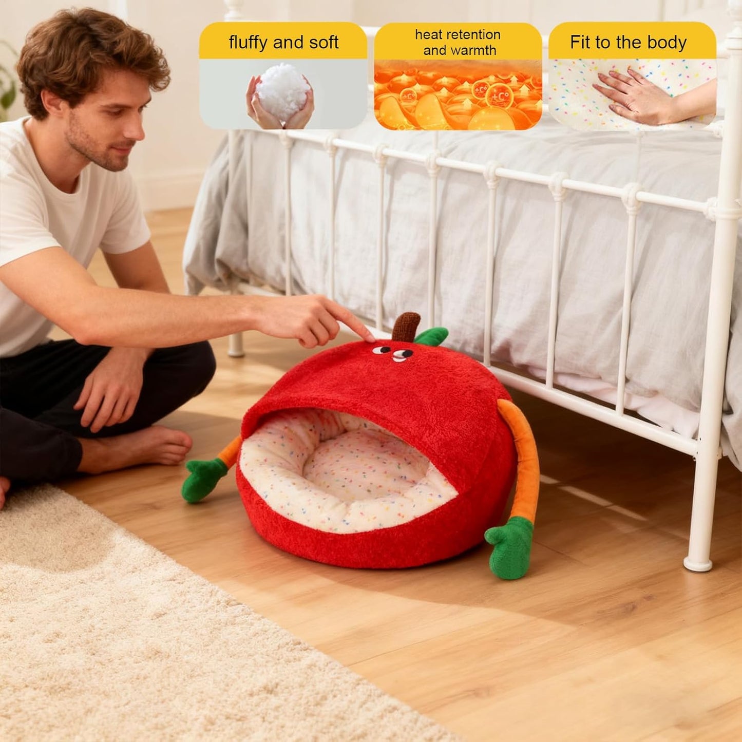 Dog Beds - Semi-Enclosed Winter Sleeping Nest for Dogs Cats, Pet Bed for Indoor Living Room, Bedroom, Balcony, Apartment, Home Use, Soft Comfortable Sleeping Space for Pets