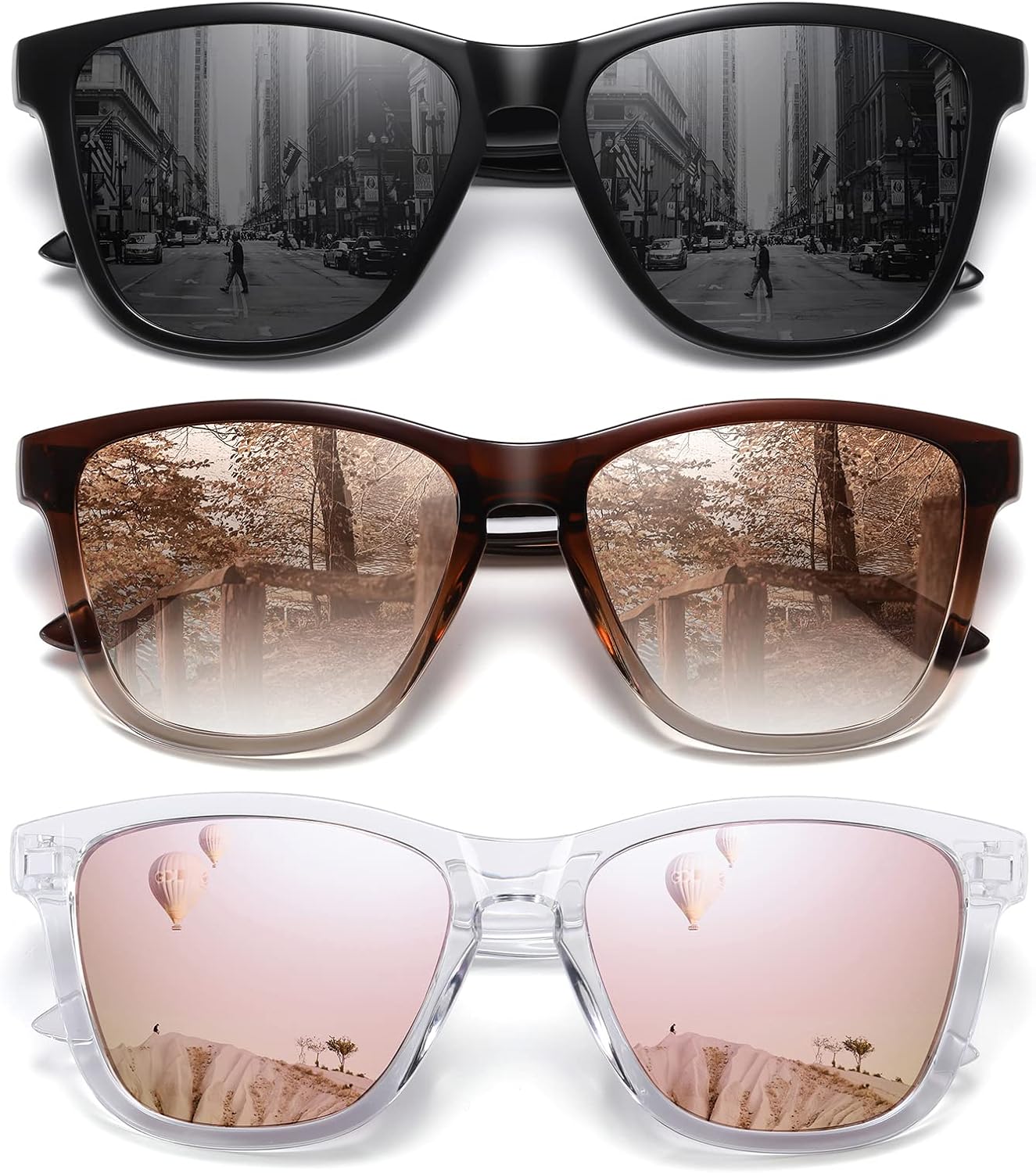 MEETSUN Polarized Sunglasses for Women Men Trendy Classic Retro Designer Style Fashion UV400 Protection 3 PACK