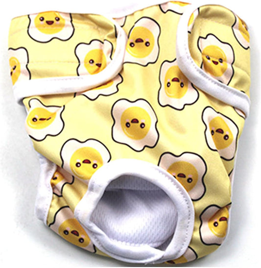 Dog Sanitary Pants Adjustable Leakproof Reusable Dog Physiological Shorts Female Dog Diapers for Outdoor Polyester (Sun Face Printing S)