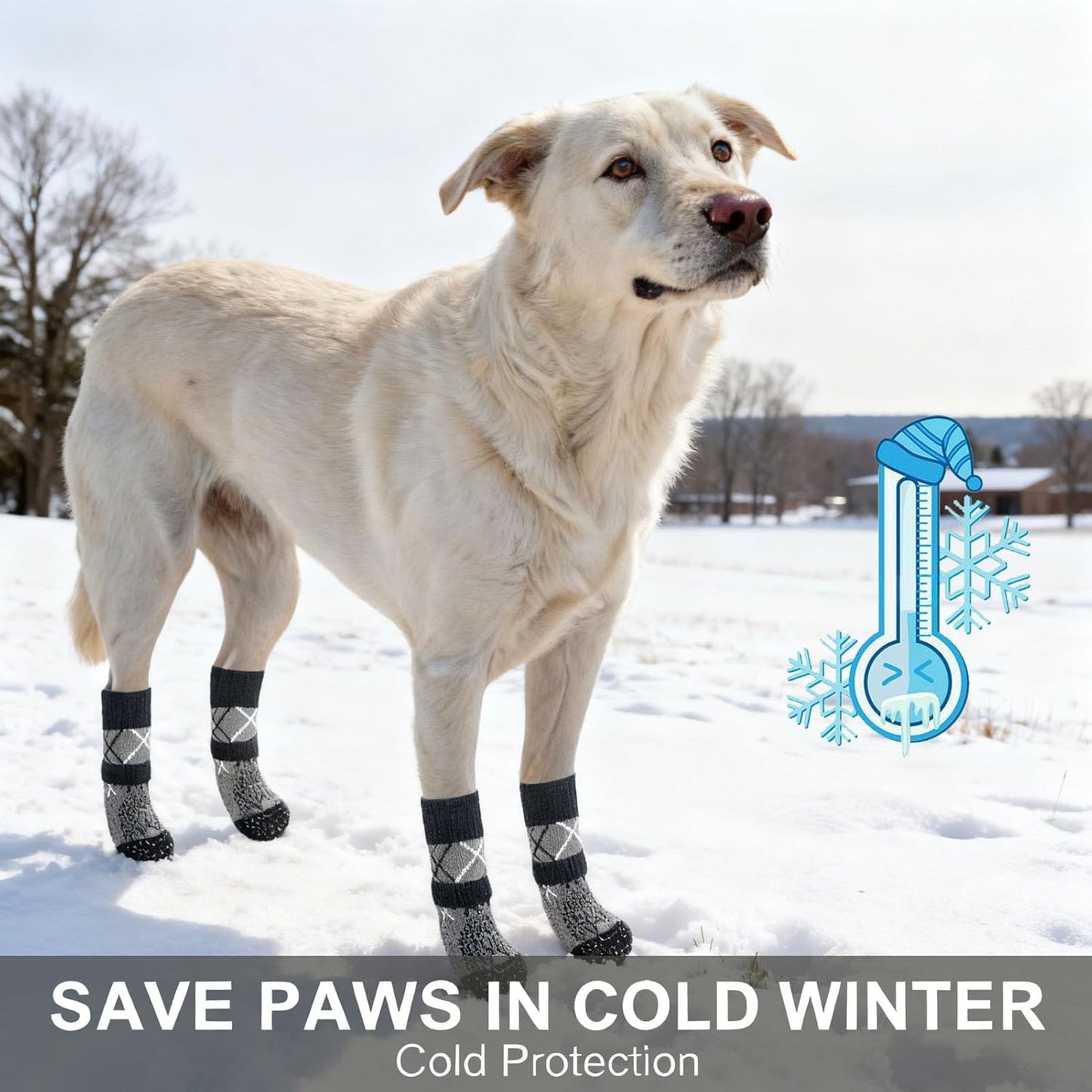 BEAUTYZOO 6PCS Dog Socks to Prevent Licking Paws for Cold Pavement, Winter Dog Shoes with Grippers for Hardwood Floors Anti Slip, Puppy Boots & Paw Protectors for Small Medium Large Senior Dogs, SM