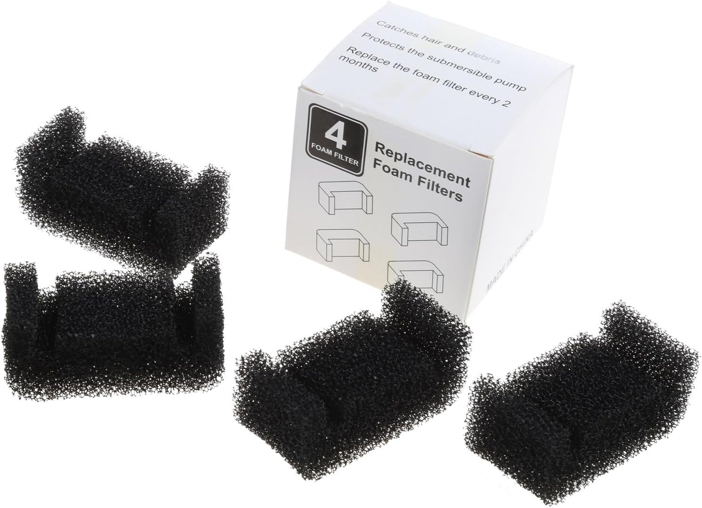 4 Pieces for Fountain Filters Replacement Foam Sponge Filter for Dogs Round Cubic Stainless Steel Top Water Dispense Pre Filter Foam Sponge