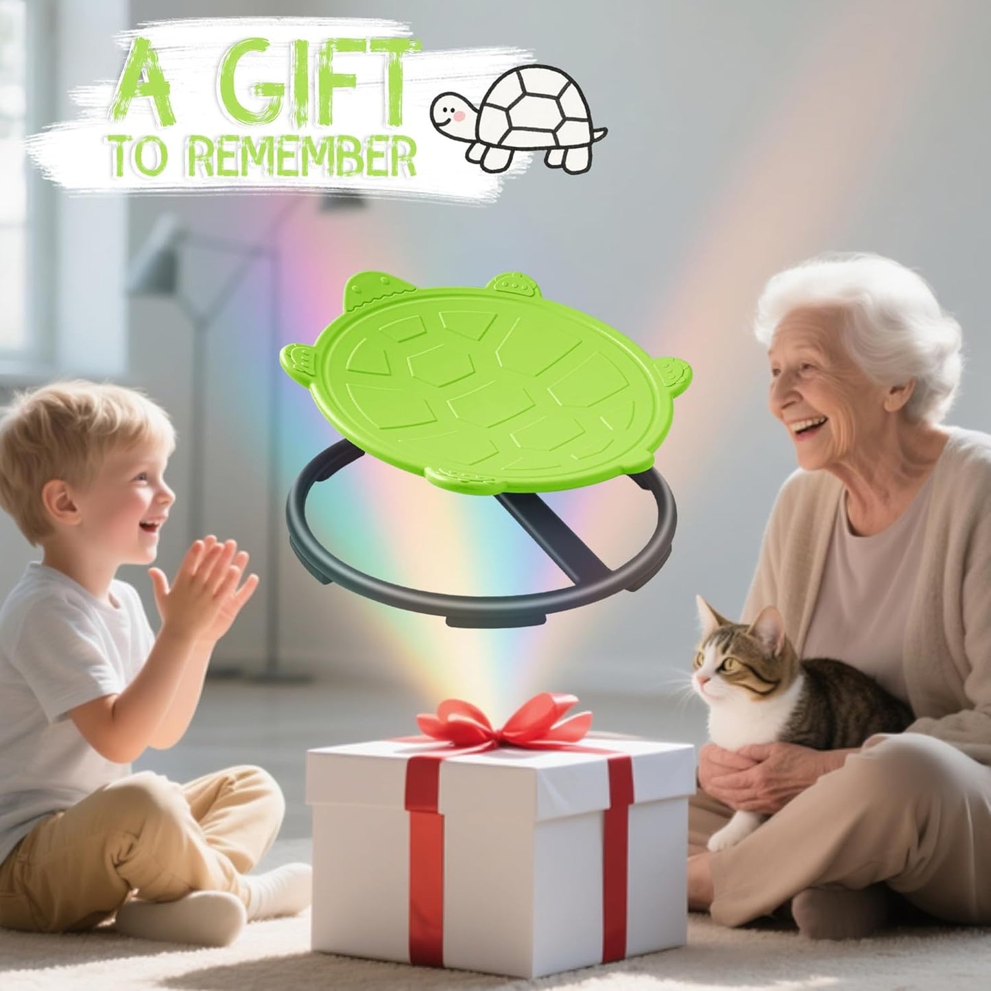 Turtle Spinning Chair for Autistic Kids – Sensory Spinning Toy, Spin Chair for Kids Autism, Sensory Swivel Seat for Balance, Coordination, Focus & ADHD Support, Autism Sensory Products (Green)