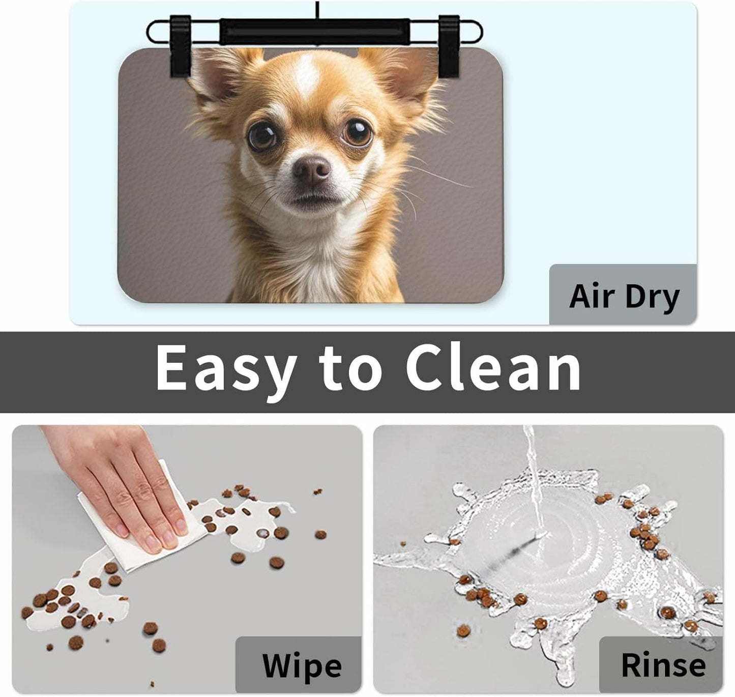 Pet Feeding Mat Leather Dog Food Mat Waterproof Pet Tablecloth Cute Chihuahua Pet Placemat for Dogs Absorbent Dog Bowl Mat Anti-Slip Dogs Mats for Food and Water