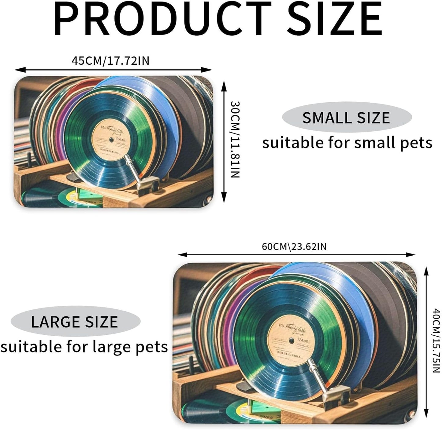 Pet Feeding Mat Leather Dog Food Mat Waterproof Pet Tablecloth Vinyl Records Pet Placemat for Dogs Absorbent Dog Bowl Mat Anti-Slip Dogs Mats for Food and Water