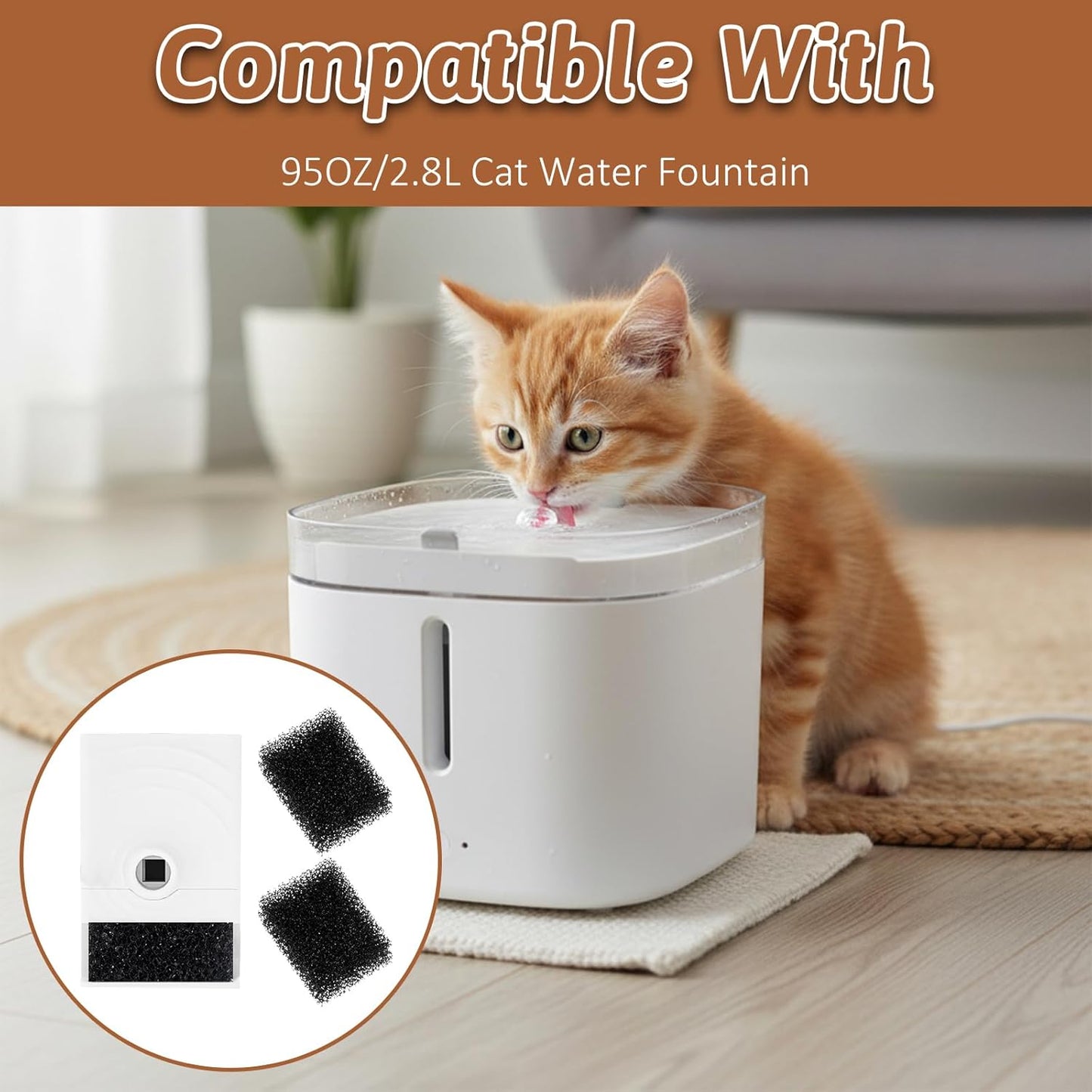 cobee 30 Pcs Pet Fountain Replacement Filter, Black Replaced Foam Filters 4 * 3 * 1cm Filter Sponge, Square Small Sponge Filters Compatible with Wireless Pump Pet Water Fountain for Cat and Dog