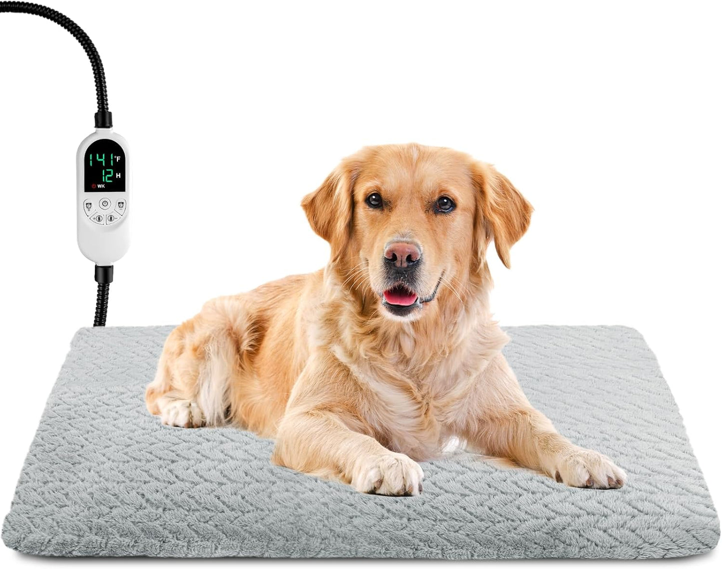ENJOY PET Pet Heating Pad for Cats Dogs, Heated Dog Bed Indoor Dog Heating Pad with Chew Resistant Steel Cord, 12 Level Timer and Temperature Heated Pet Bed Electric Warming Blanket (28''x18'')
