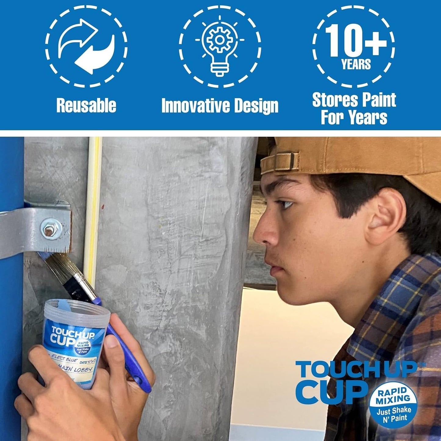Touch Up Cup Empty Plastic Paint Storage Containers with Lids for Leftover Paint, Touch Ups, As Seen On Shark Tank Products, 13 oz, Pack of 3