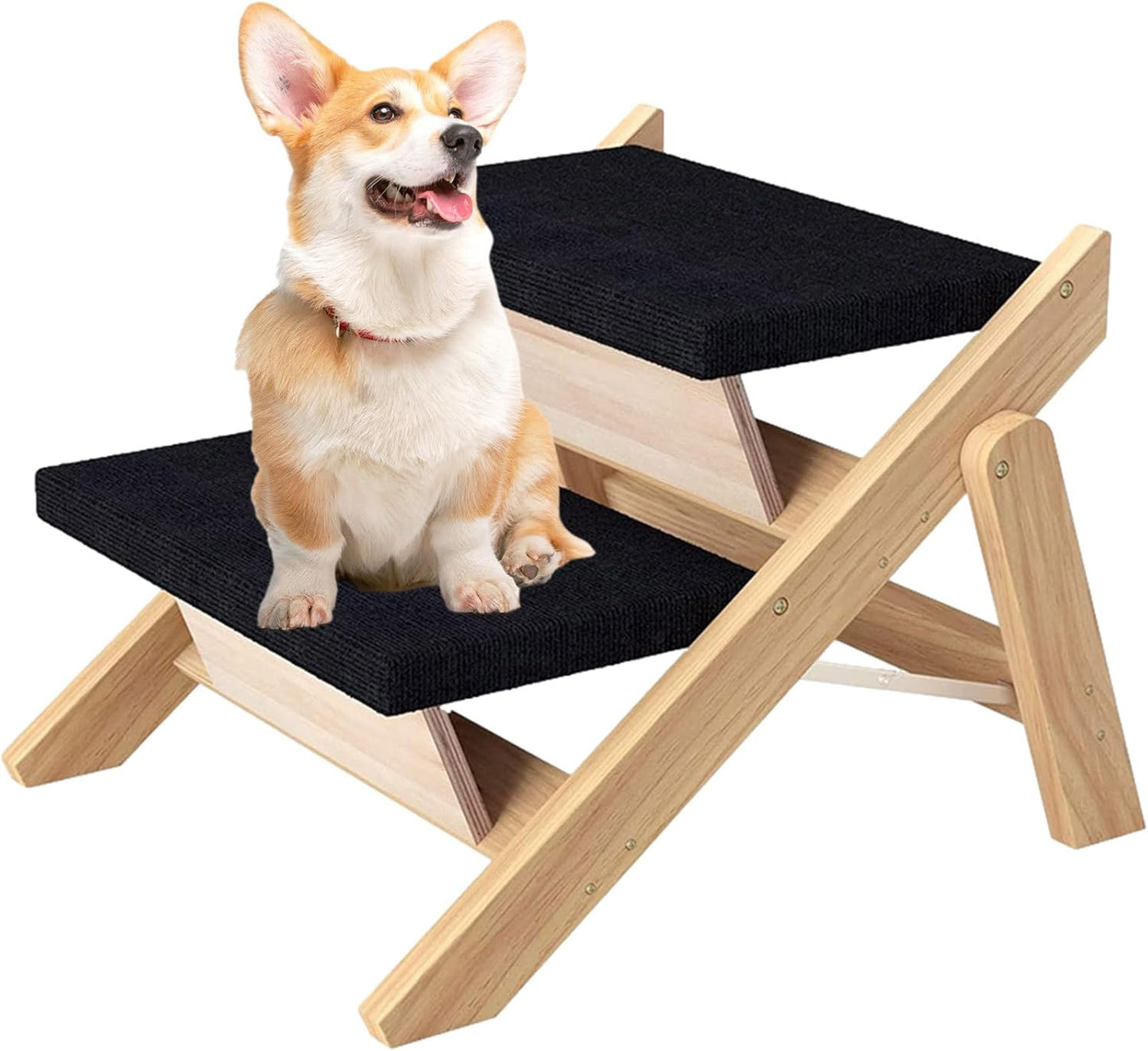High Bed Stairs, Folding 2 in 1 Pet Bed Ramp, Non Slip Dog Bed Ladder, Easy Climbing Puppy Ramp Steps, Strong Bearing Capacity Pet Staircase, Durable Dog Ramp Aid for High Bed Climbing Indoor