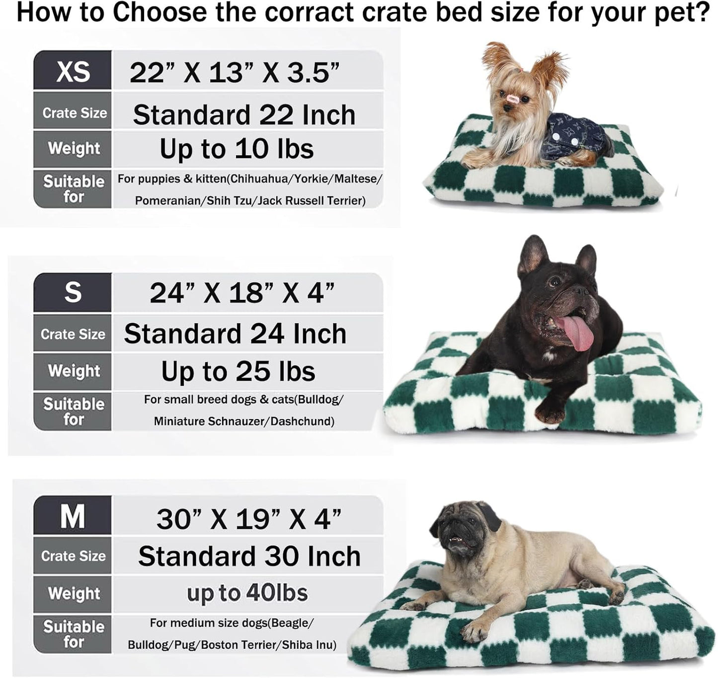 Puppy Crate Bed 22 x 13 Washable for Small Dogs Non Chewable Material XS 22 Inch Plush Washable Crate Mat for Cages Sofa Protecter