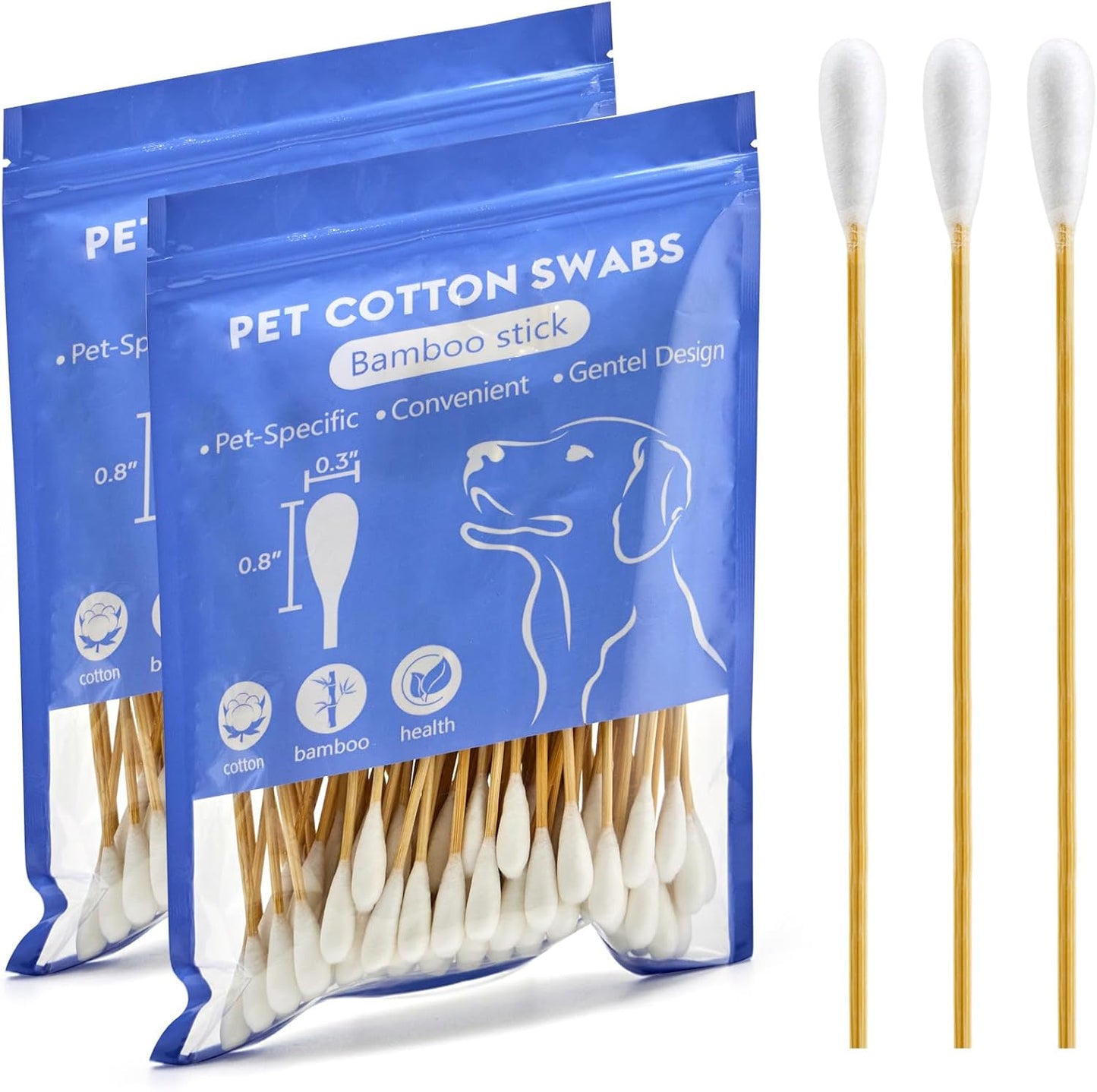 OwnWise 200PCS Large Cotton Swabs, 6 Inch Dog Ear Swabs with Strong Bamboo Handle - Highly Absorbent, Lint Free Cotton Buds for Dogs Ear Cleaning
