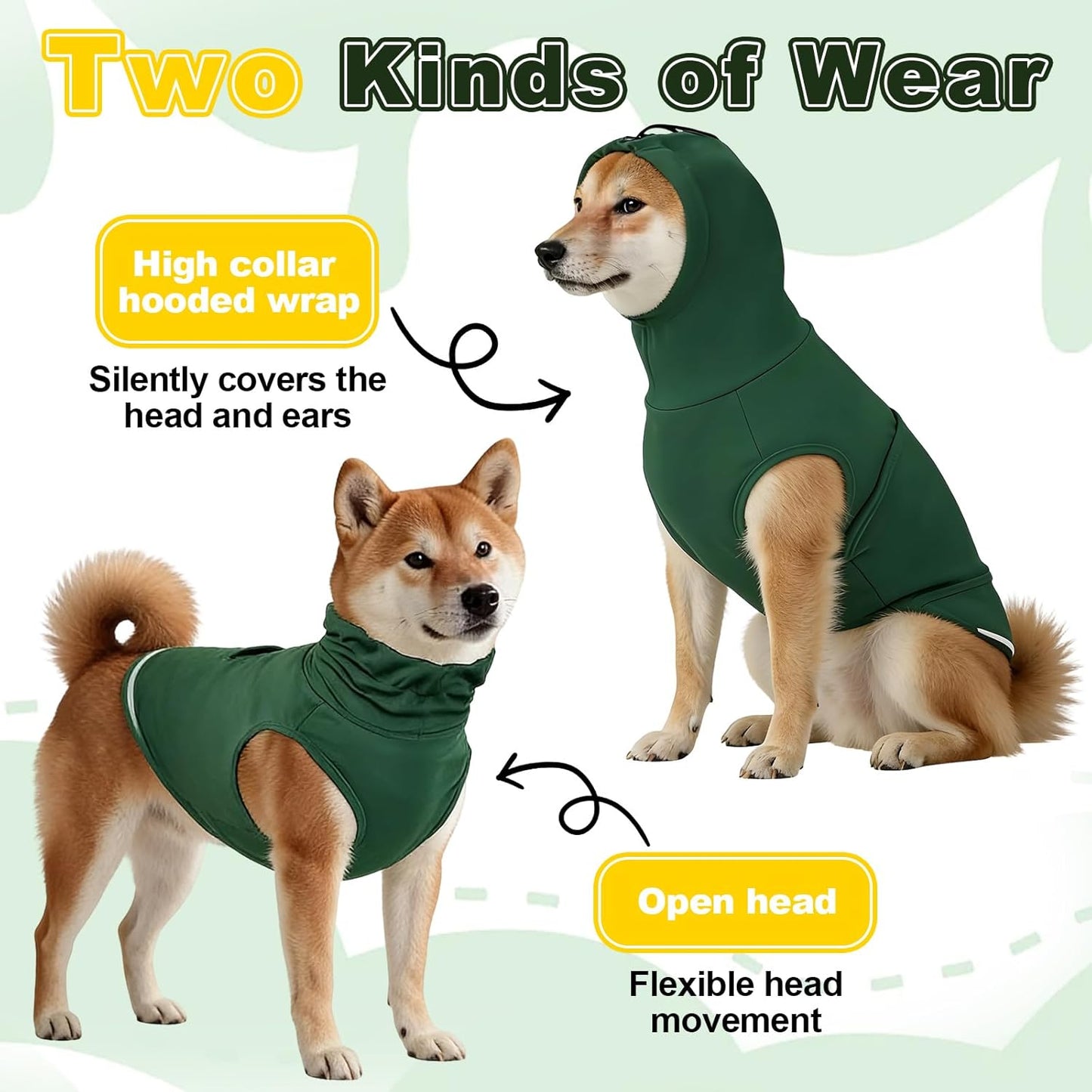 Skin-Friendly Dog Thunder Jacket for Medium Dogs, Soft Dog Calming Vest for Fireworks, Separation, Green Thunder Anxiety Jacket for Dogs and Cats