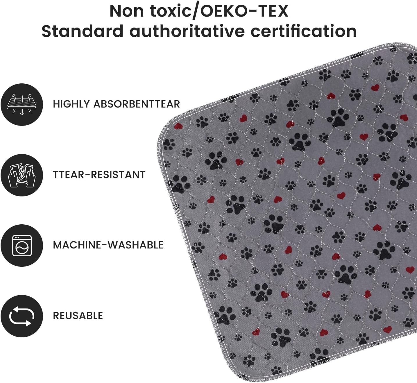 Washable Pee Pads for Dogs,4 Pack Extra Large 24"x24" Super Absorbent Reusable Puppy Pads,Non-Slip 100% Waterproof Dog Pee Pads,Pet Training Pads for Couch, Crate,Potty Training,Floor