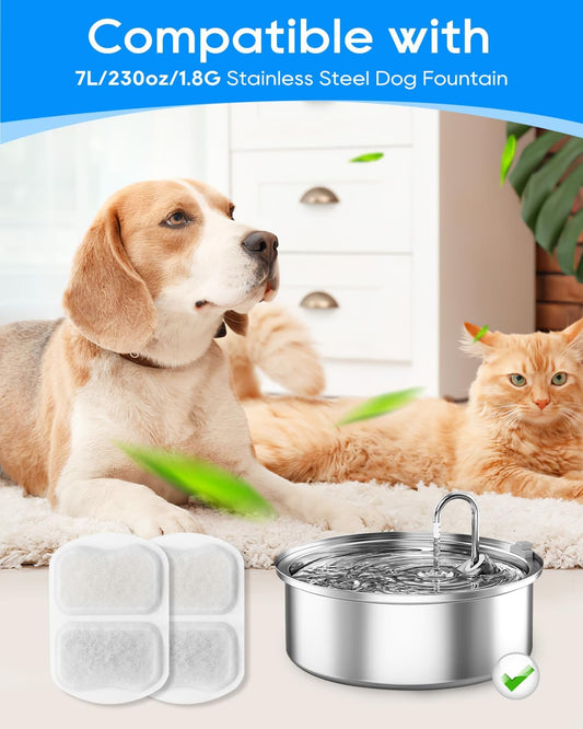 Dog Water Filter Replacement, 10 Set Dog Water Bowl Filters, Pet Water Filter Compatible with oneisall 7L/230oz/1.8G Stainless Steel Dog Water Fountain