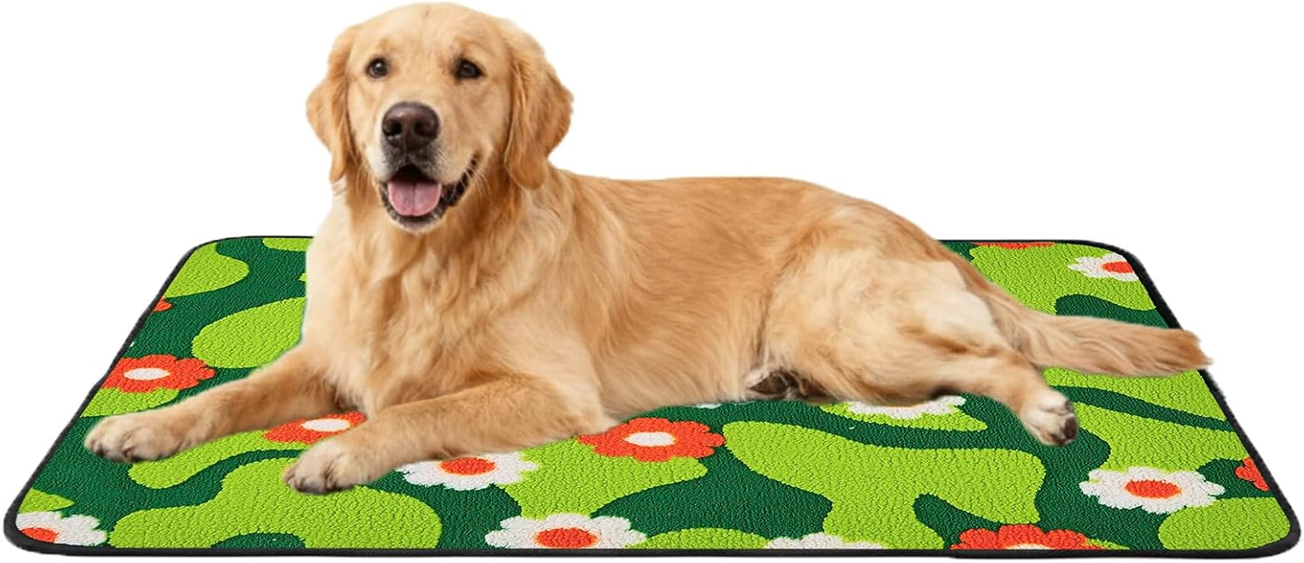 Qeils Reusable Puppy Pads for Small Dogs, Washable Pee Pads with Non-Slip , Absorbent Leakproof Mat for Crates, Playpens, Pet Beds & Whelping, Indoor Potty Training Grass Green, 31"x36", 2 Pack