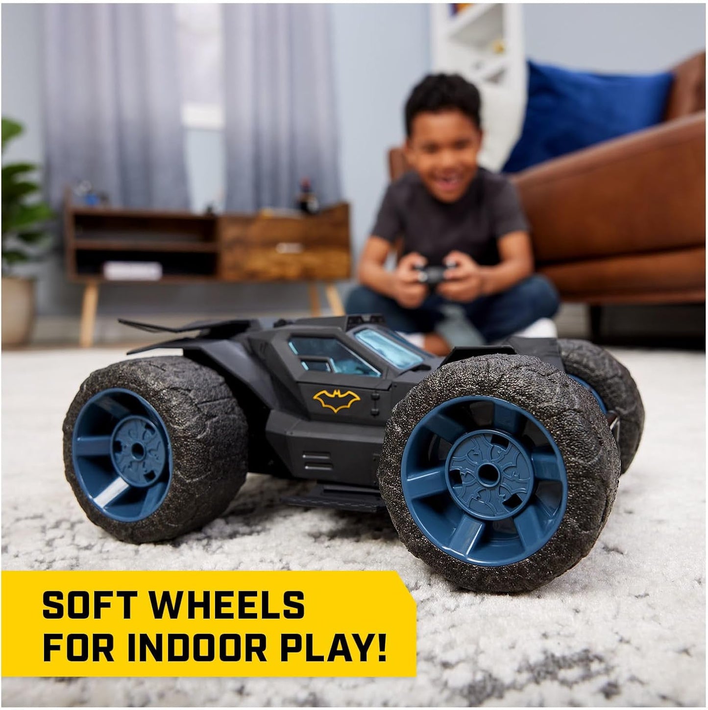 DC Comics, Batman Stunt Force Batmobile, Indoor Remote Control Car, Turbo Boost & Crazy Stunts, Collectible Super Hero Kids Toys for Boys and Girls 4 and Up