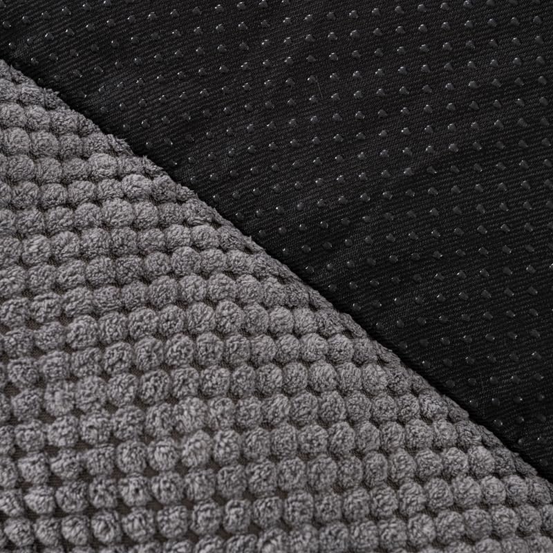 Happy Pets Luxury Orthopedic Pet Bed, Wide Stripe, Brown or Dark Gray Square Nest Bolster Design, Machine Washable Cover, for All Breeds (Dark Gray, 20" x 19" x 6")