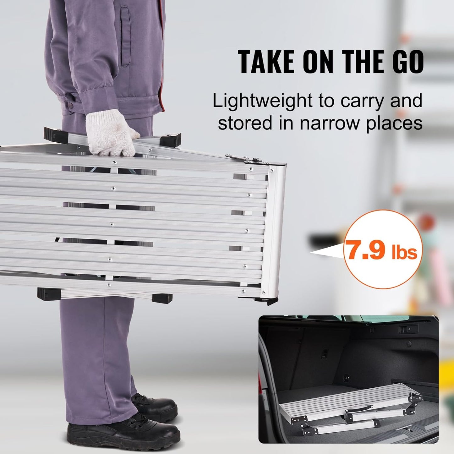 VEVOR Folding Work Platform, 30"×12"×20" Aluminum Drywall Stool Ladder, 330 lbs Load Capacity Heavy Duty Work Bench w/Non-Slip Feet, Ideal for Washing Vehicles, Cleaning, Painting, Decorating