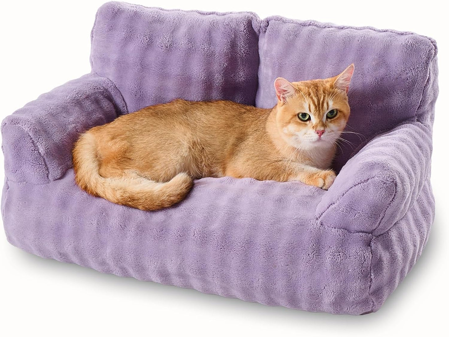 Cat Couch Bed, Cute Soft Pet Sofa for Indoor Cats Kittens Puppies with Removable Washable Cover, 26"x15", Dusty Purple