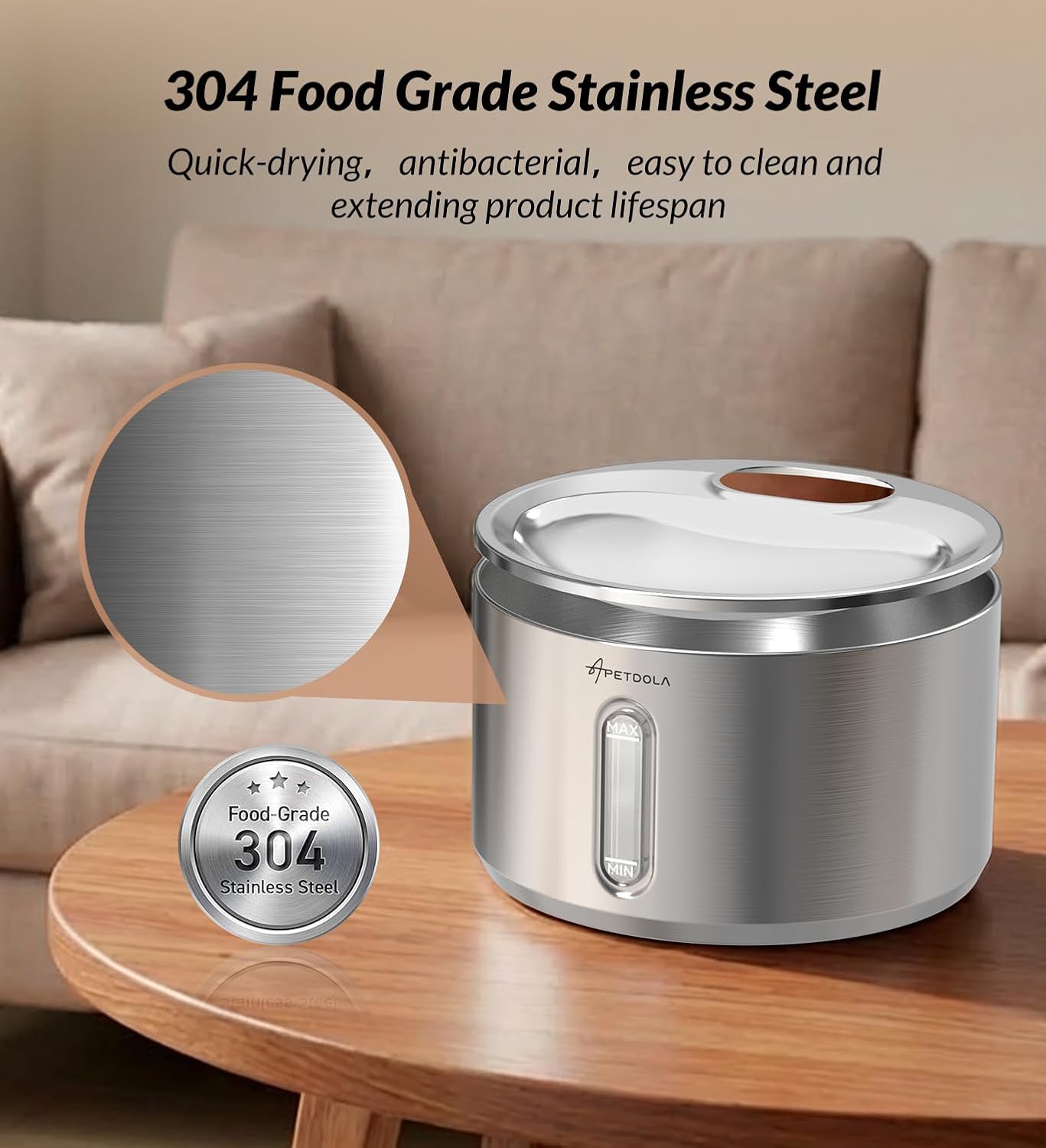 Cat Water Fountain Stainless Steel,135fl-oz/4L Wireless Cat Fountain Battery Operated Pet Fountain for Dogs Cats Indoor