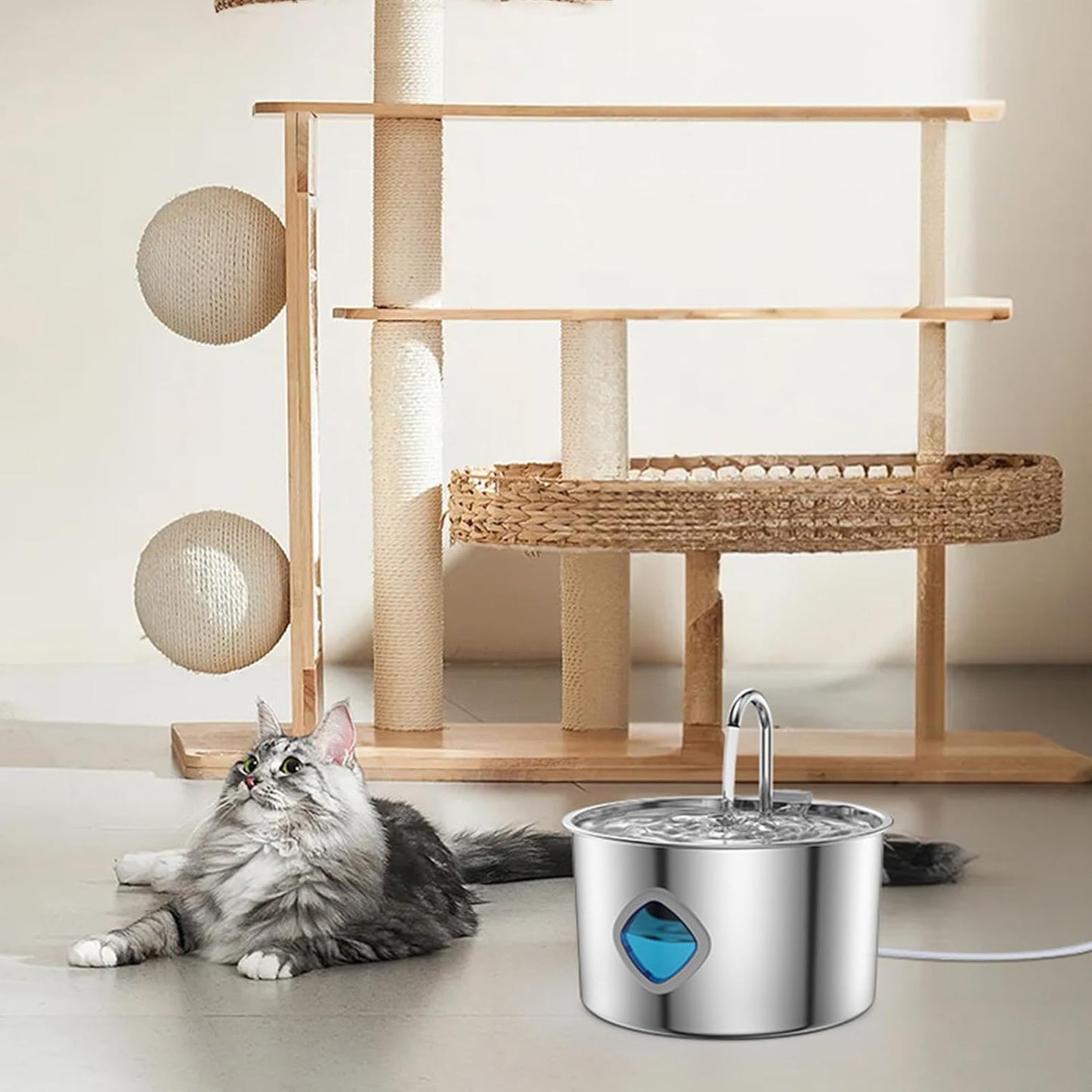 Water Fountains for Cats Indoor | 3.2L Water Bowl Fountain for Cats Inside | Automatic Waterer Pet Feeding Bowl for Small Medium Large Breed Dog Puppy Kitten Drinking Watering Indoor