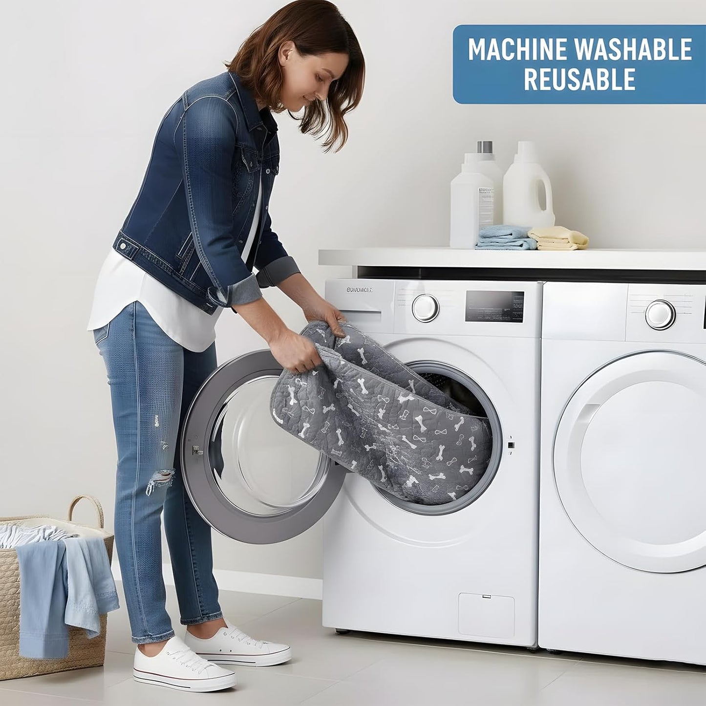 Puppy Pads with Pheromones, Washable Puppy Pee Pads for Dogs & Cats, Reusable Puppy Pads with Leakproof & Odor Control, Non-Slip Training Pads for Home and Travel 16" × 24"(Lint Roller Included)